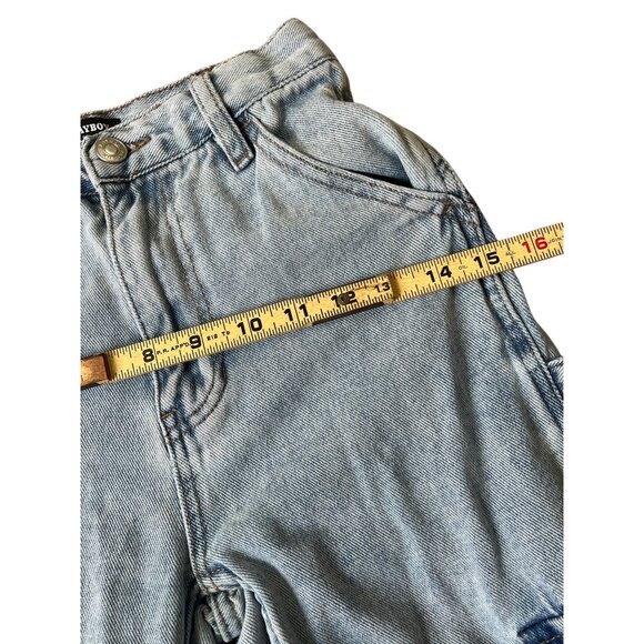 Playboy PacSun Y2K Cargo Carpenter Jeans Womens 23 Flare Hem Grunge Skater - Picture 11 of 14
